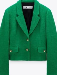 Zara Green Cropped Jacket - S